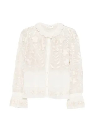 Antik Batik Carioca floral-embroidered scalloped-collar Blouse | Neutrals | FARFETCH | Farfetch Global