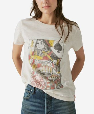 Lucky Brand Women's Cotton Queen Of Spades Boyfriend Tee - Macy's | Macy's