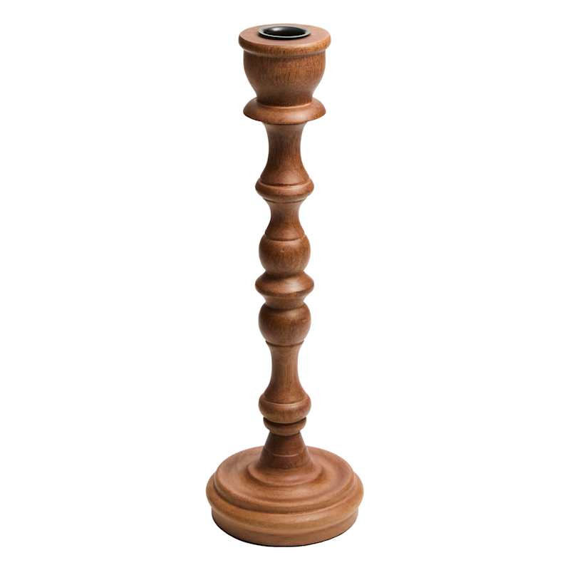 Natural Mango Wood Taper Candle Holder, 13" | At Home