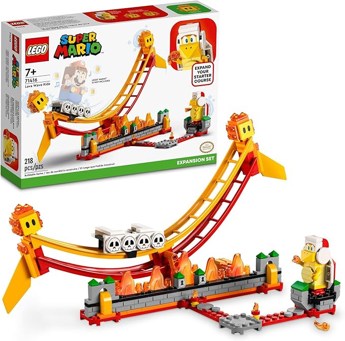 LEGO Super Mario Lava Wave Ride Expansion Set 71416, with Fire Bro and 2 Lava Bubbles Figures, Co... | Amazon (US)