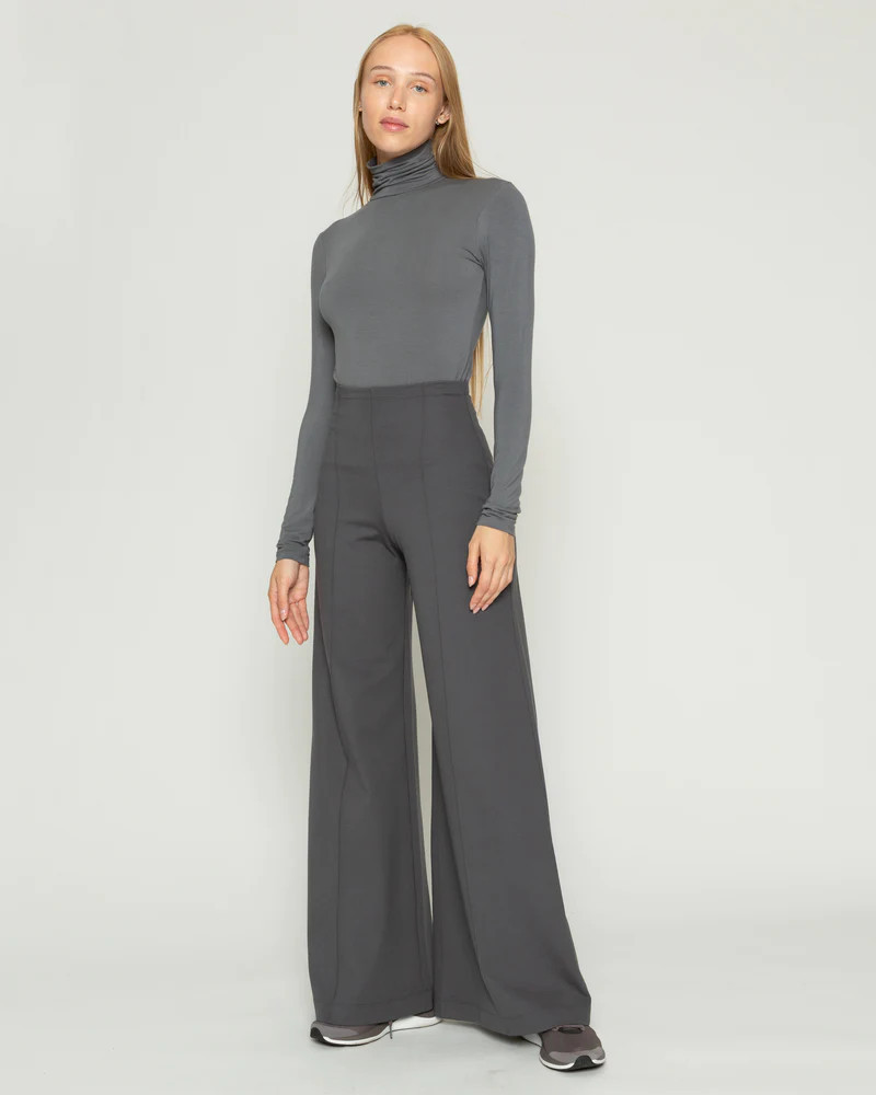 Slate Ponte Knit Wide Leg Pant | Ripley Rader