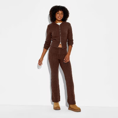 Women's Mid-Rise Foldover Cable Sweater Pants - Wild Fable™ | Target