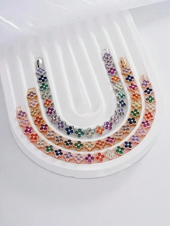 1 stuk Kleurrijk In de mode Luxe Bloem Cubic Zirkonia Decor Armbanden | SHEIN