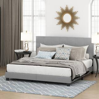 Furinno Laval Glacier King Button Tufted Bed Frame-FB17020K-GL - The Home Depot | The Home Depot
