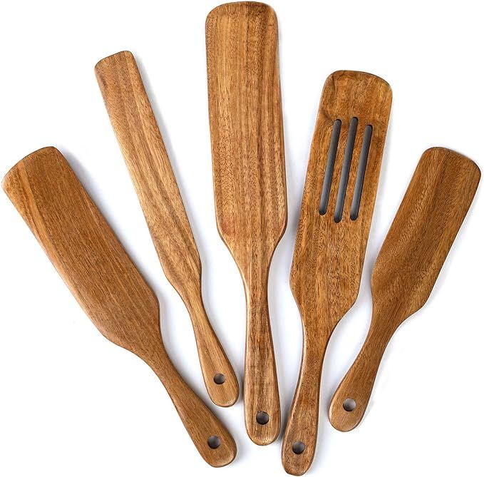 Wooden Spurtles Set, 5 Piece Spurtle Kitchen Utensils, Acacia Wood Spurtles Kitchen Tools Set,Woo... | Amazon (US)