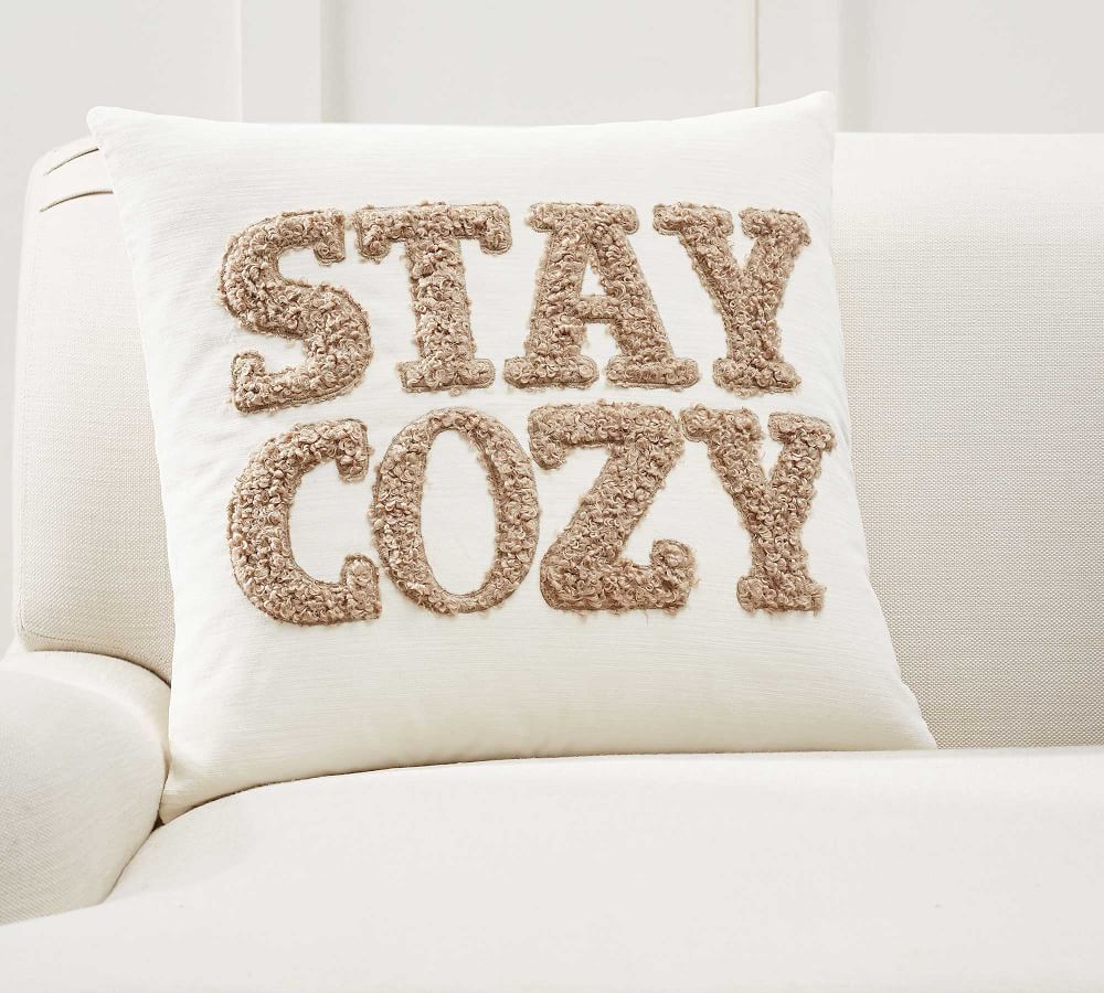 Stay Cozy Teddy Faux Fur Applique Pillow Cover, 20 x 20&amp;quot;, Sand | Pottery Barn (US)