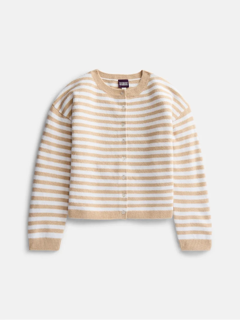 Weekend Academy Girls Button Front Cardigan with Long Sleeves, Sizes 4-18 | Walmart (US)