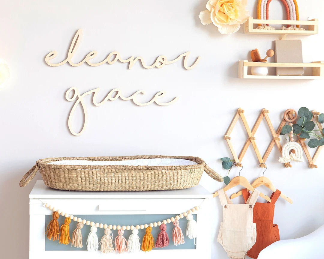 Boho Nursery Wooden Name sign 12" to 54" wide! | Custom Name Sign for Baby | Gender Neutral Nurse... | Etsy (US)