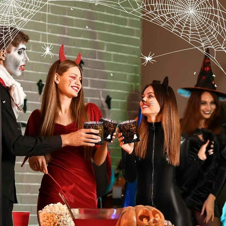 4 Pcs Halloween Icon Glass Cups - 14oz Cute Ghost Icon Juice Glass, Ghost Icon Stemless Drinking ... | Walmart (US)