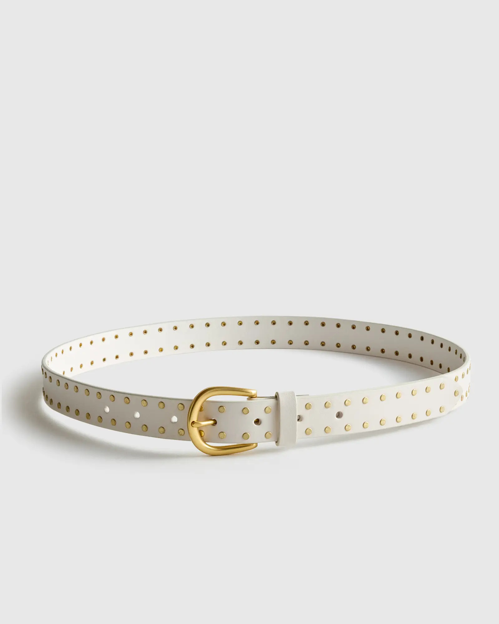 Ellie European Leather Flat Stud Belt in Bone | Quince