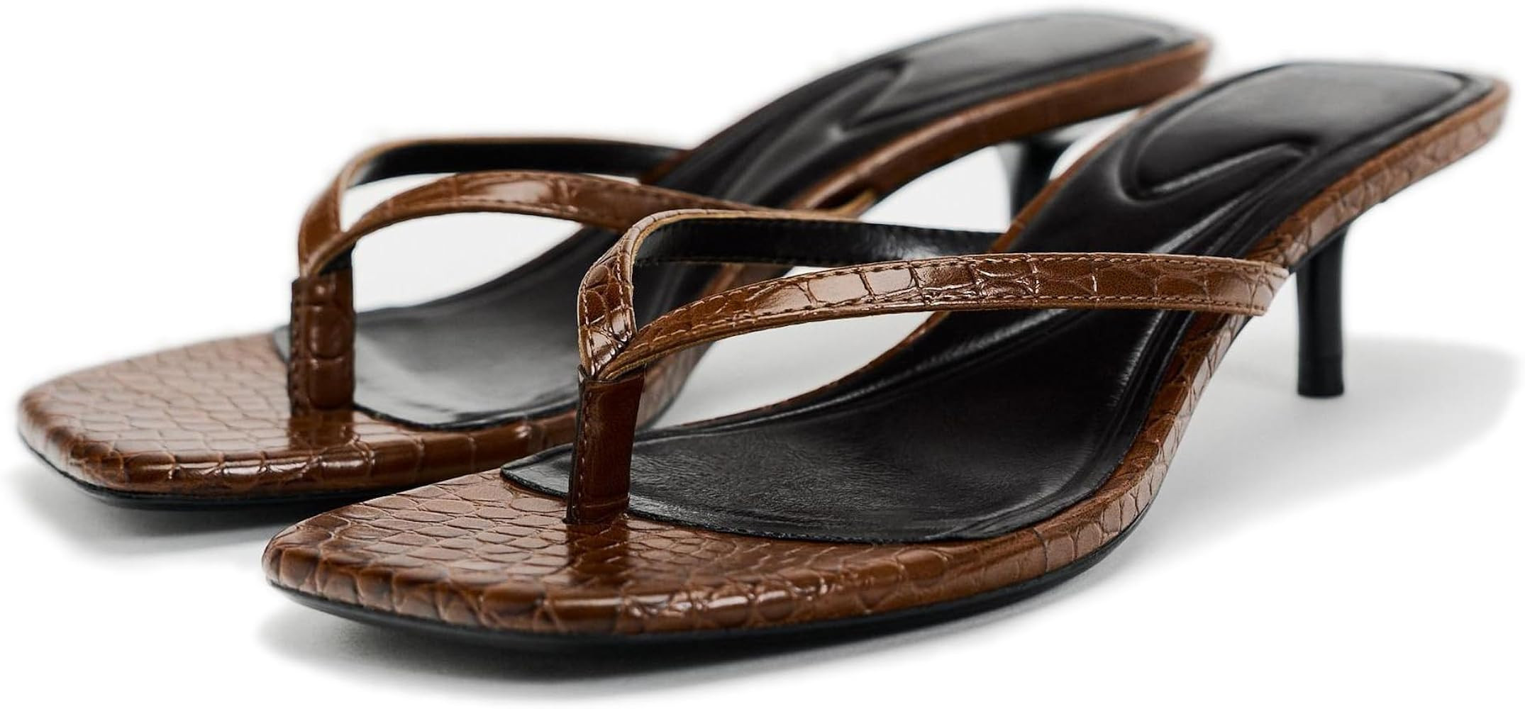 Women's Miami Kitten Heels Sandals Square Open Toe Thong Sandal Flip Flop Heels +Memory Foam Heel... | Amazon (US)