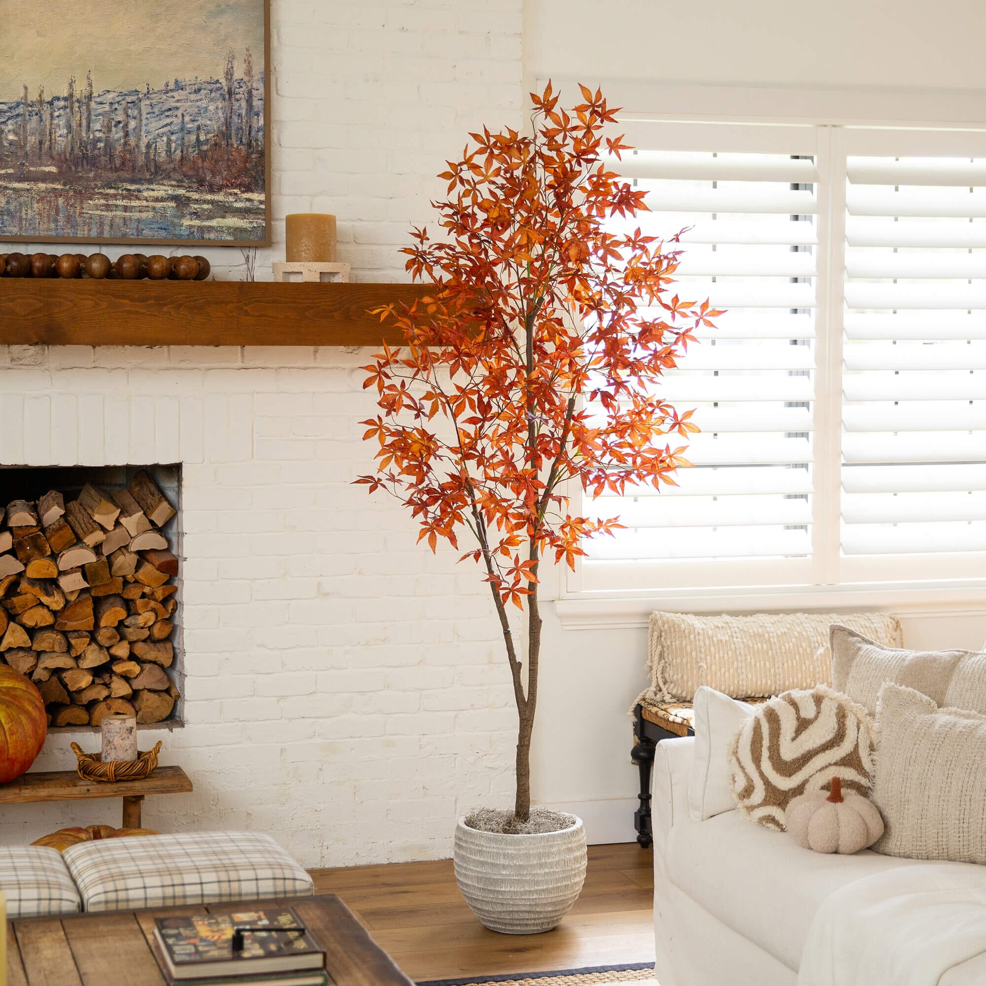 7' Autumn Japanese Maple Artificial Fall Tree | Nearly Natural