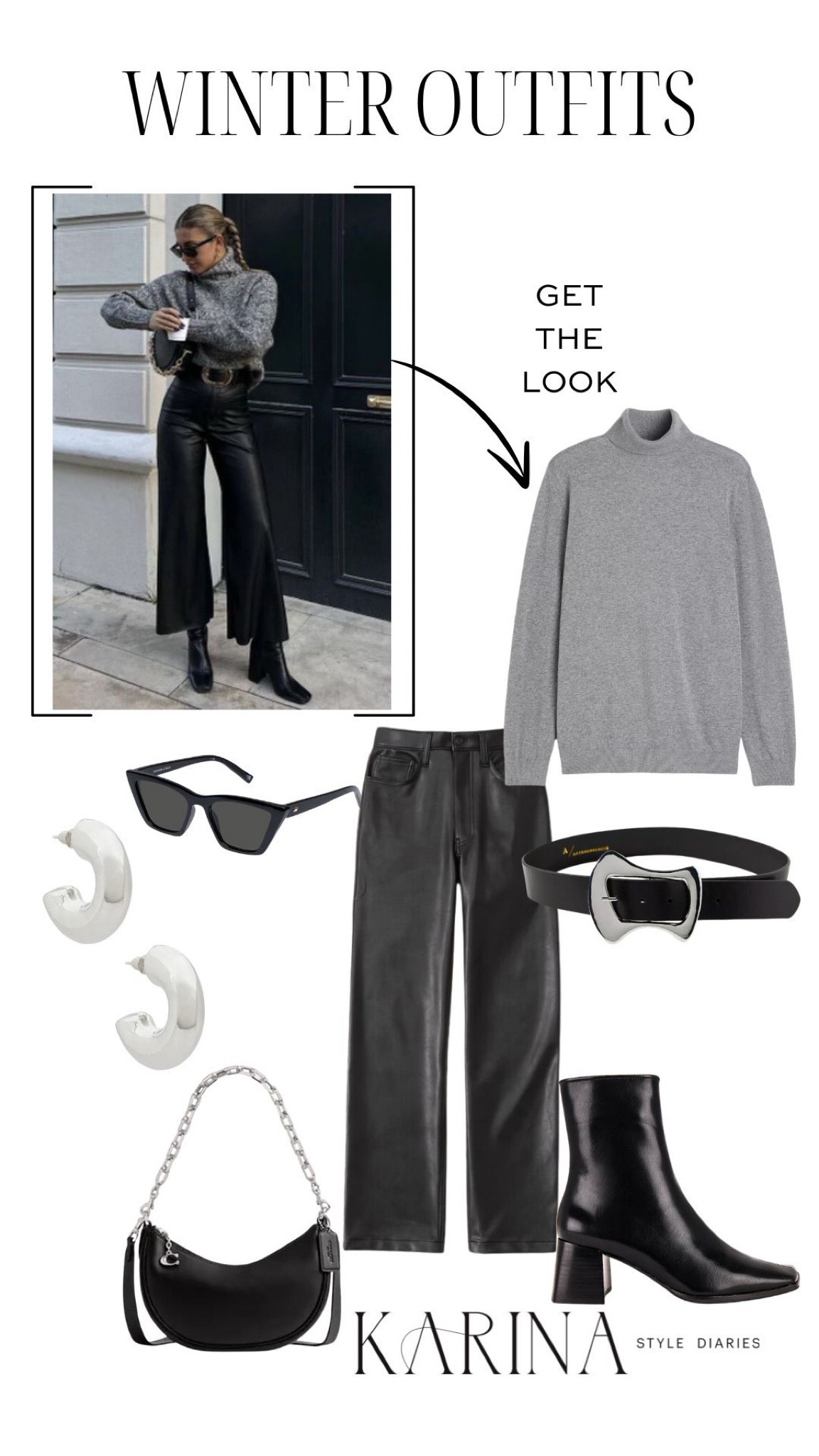 Cool, elevated, and timeless 🖤 If I’ve noticed one trend from my bestsellers lately, it’s that you’re all loving the combo of black and gray. Styled together, these pieces make for a chic everyday winter outfit (and they’d also be easy to pair with other looks.) I know that leather pants aren’t for everyone, but these are an attainable price point and are fully worth testing out within your own wardrobe. Plus, they offer a nice alternative to jeans. Black ankle boots are another must-have during this time of year — this pair is under $200 and has just the right heel style to make walking and standing a breeze. 

#LTKShoeCrush #LTKStyleTip #LTKSeasonal