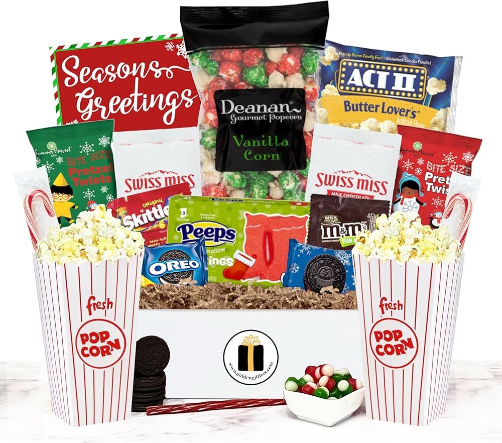 Deluxe Christmas Movie Night Supplies - All-In-One Holly Berry Festive Duo Movie Night Gift Baske... | Amazon (US)