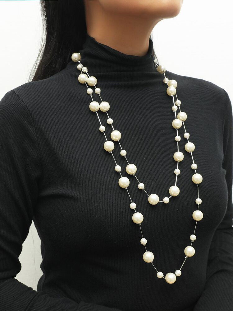 Faux Pearl Decor Layered Necklace | SHEIN