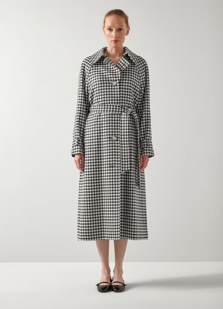 Alexa Black & Cream Gingham Virgin Wool Trench | L.K. Bennett (UK)
