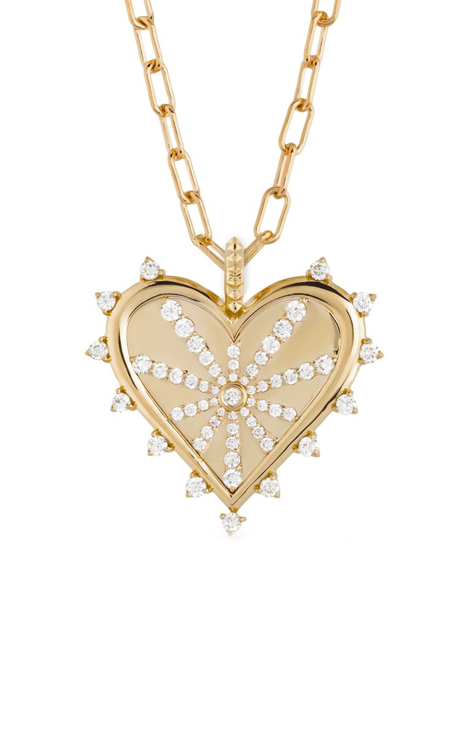 Spiked Heart 14K Yellow Gold Diamond Coin Necklace | Moda Operandi (Global)