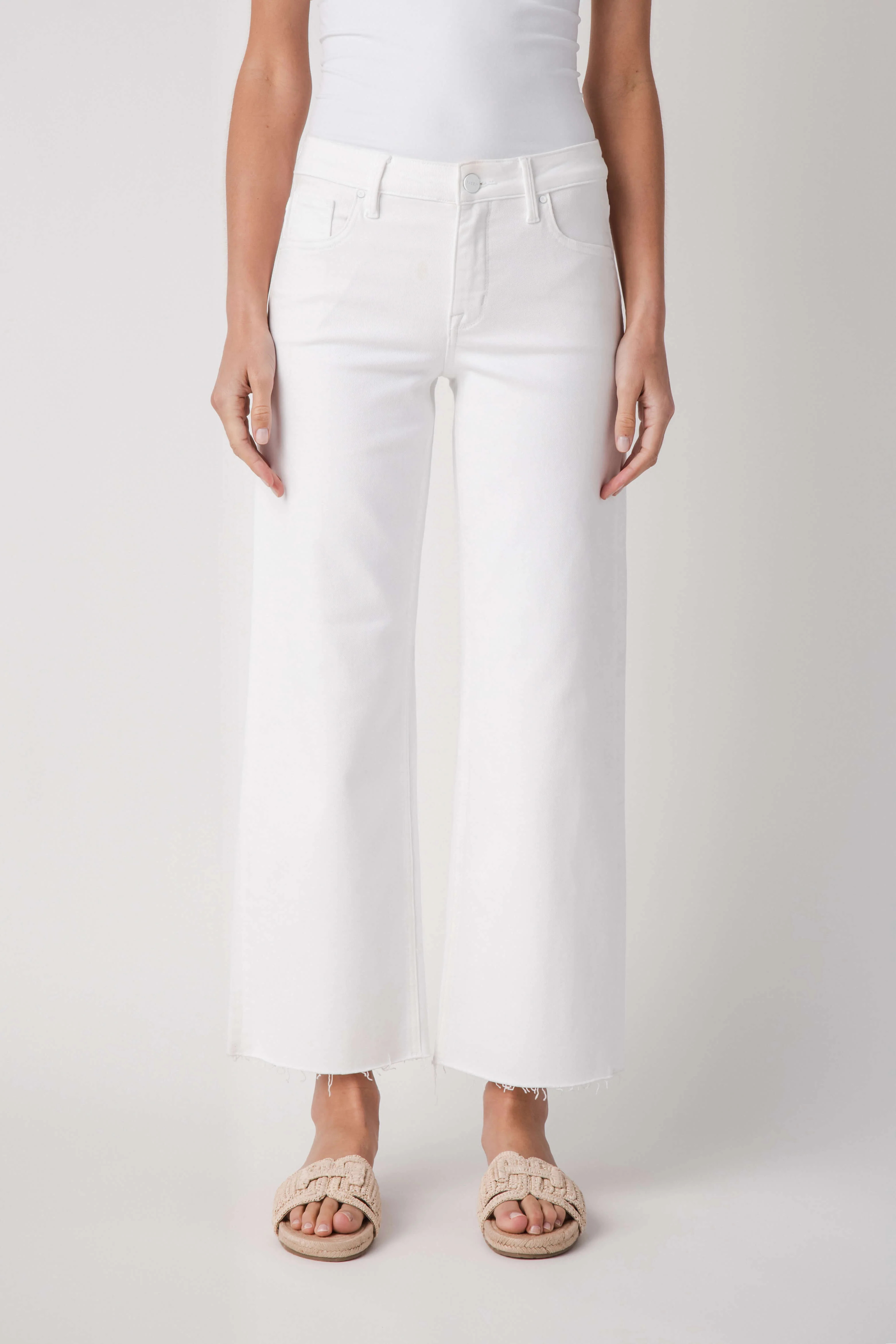 Risen Georgia Mid Rise Ankle Straight Raw Hem Jeans | Social Threads