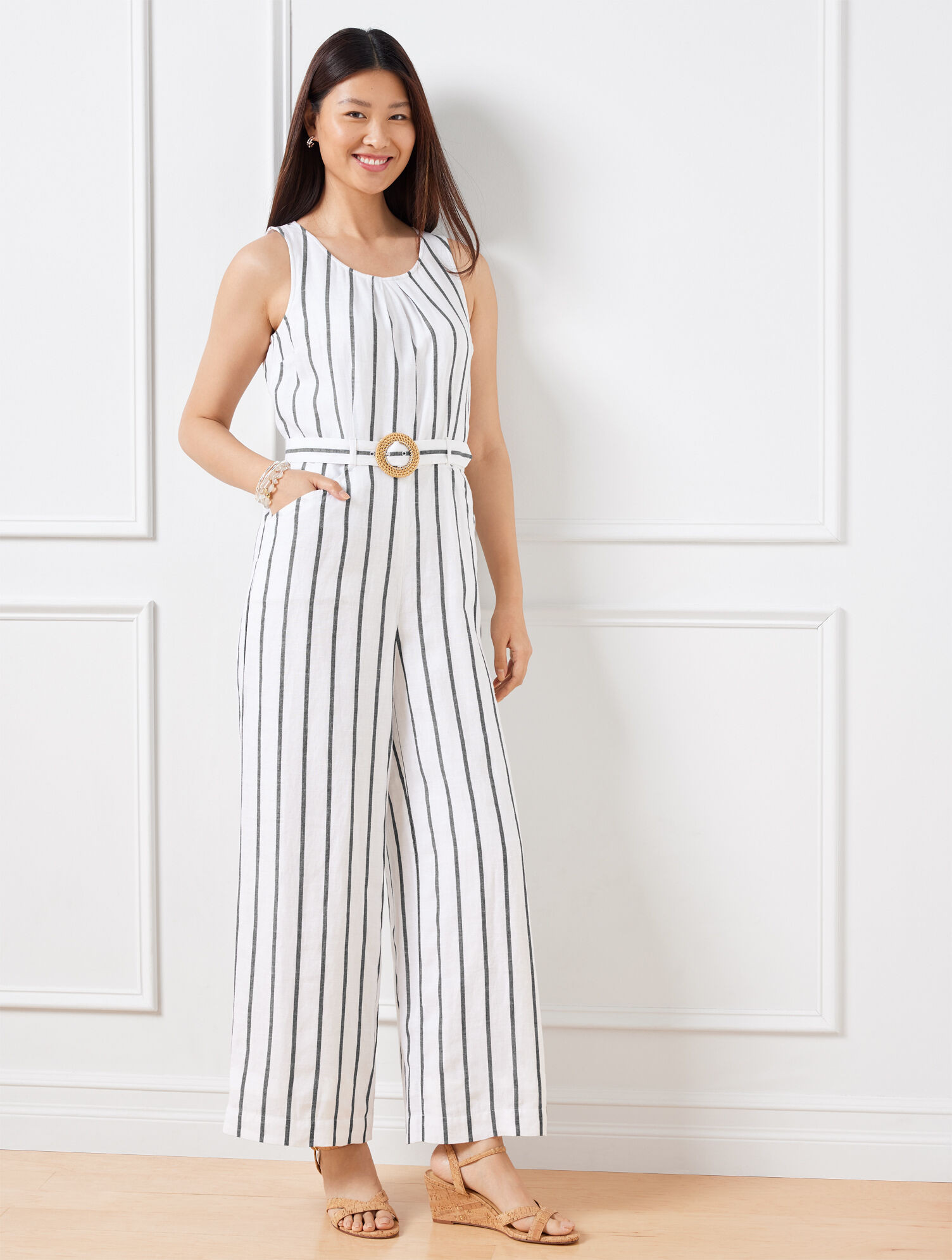Linen Cotton Jumpsuit - Hammock Stripe | Talbots