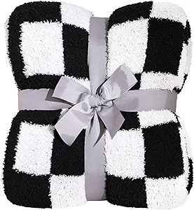 Panku Checkered Blanket, Ultra Soft Black and White Checkered Throw Blanket, Warm Fluffy Checkerb... | Amazon (US)
