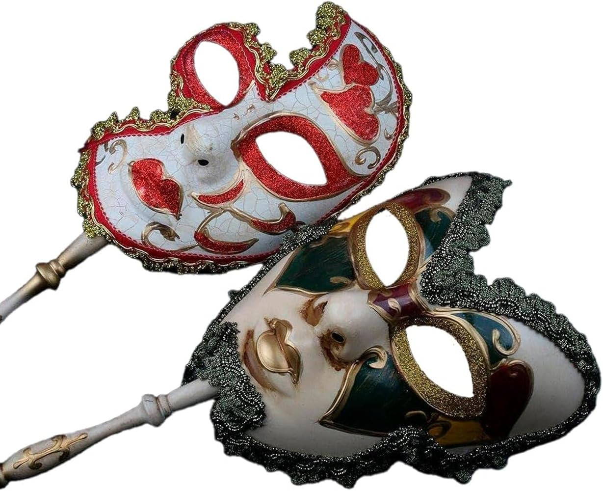 YU FENG Cosplay Masks Venetian Musical Carnival Mardi Gras Masquerade Mask On a Stick Party Fancy... | Amazon (US)