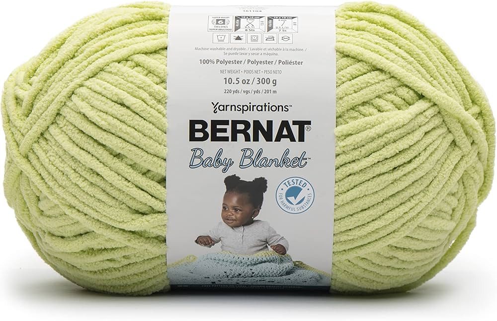 Bernat BABY BLANKET BB Lemon Lime Yarn - 1 Pack of 10.5oz/300g - Polyester - #6 Super Bulky - 220... | Amazon (US)