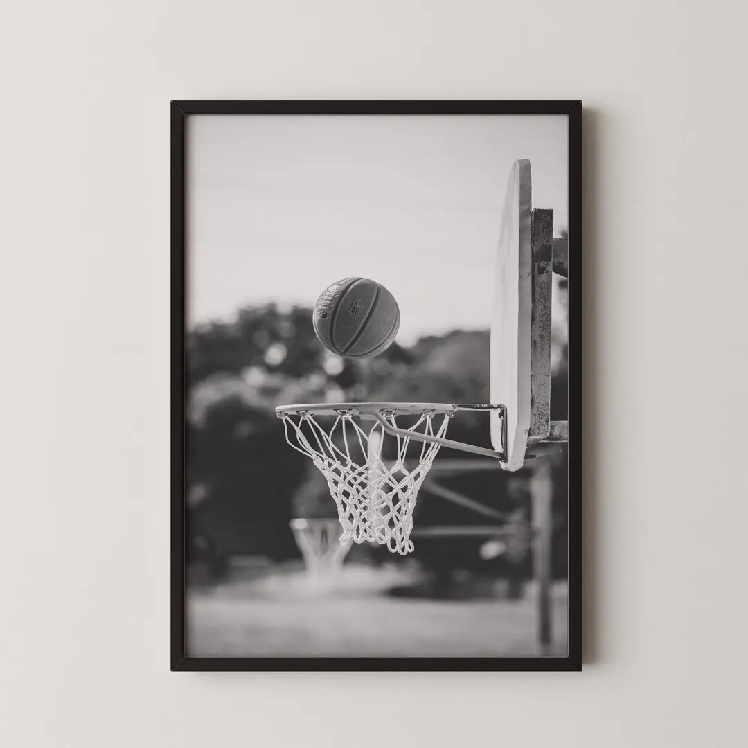 Black and White Basketball Art Print | Vintage Sports Photography - Etsy | Etsy (US)