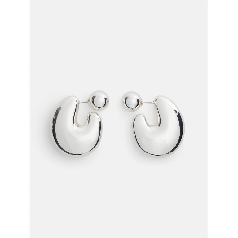 Scoop Women's Silver Tone Open Hoop Earrings, 1 Pair | Walmart (US)