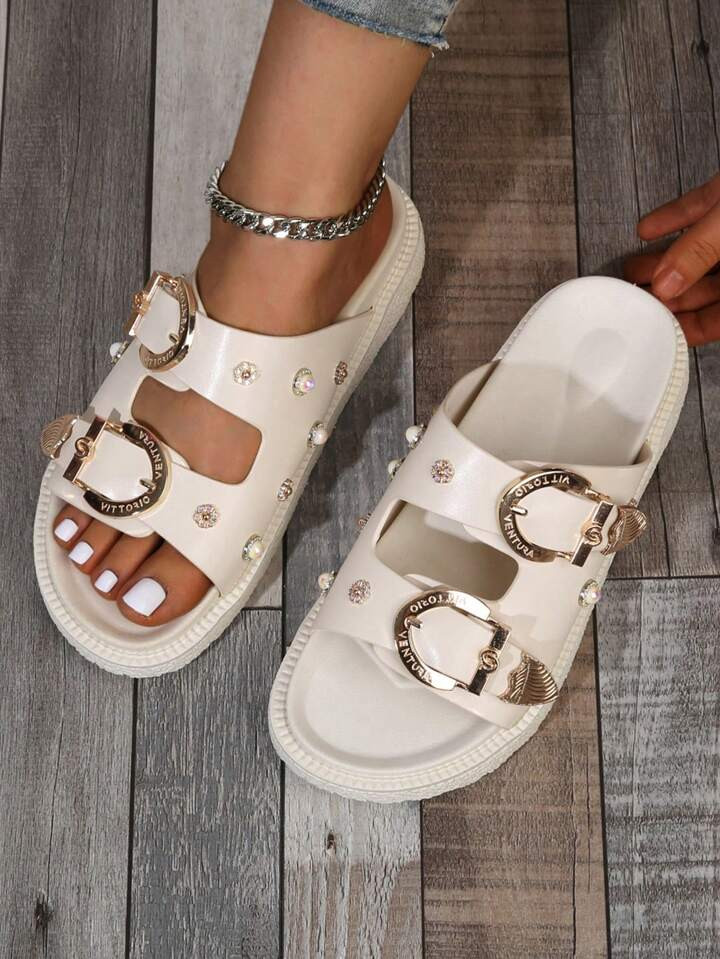 New Arrival Women's Fashionable And Comfortable Sandals With Buckle Strap, Floral Design, Open To... | SHEIN