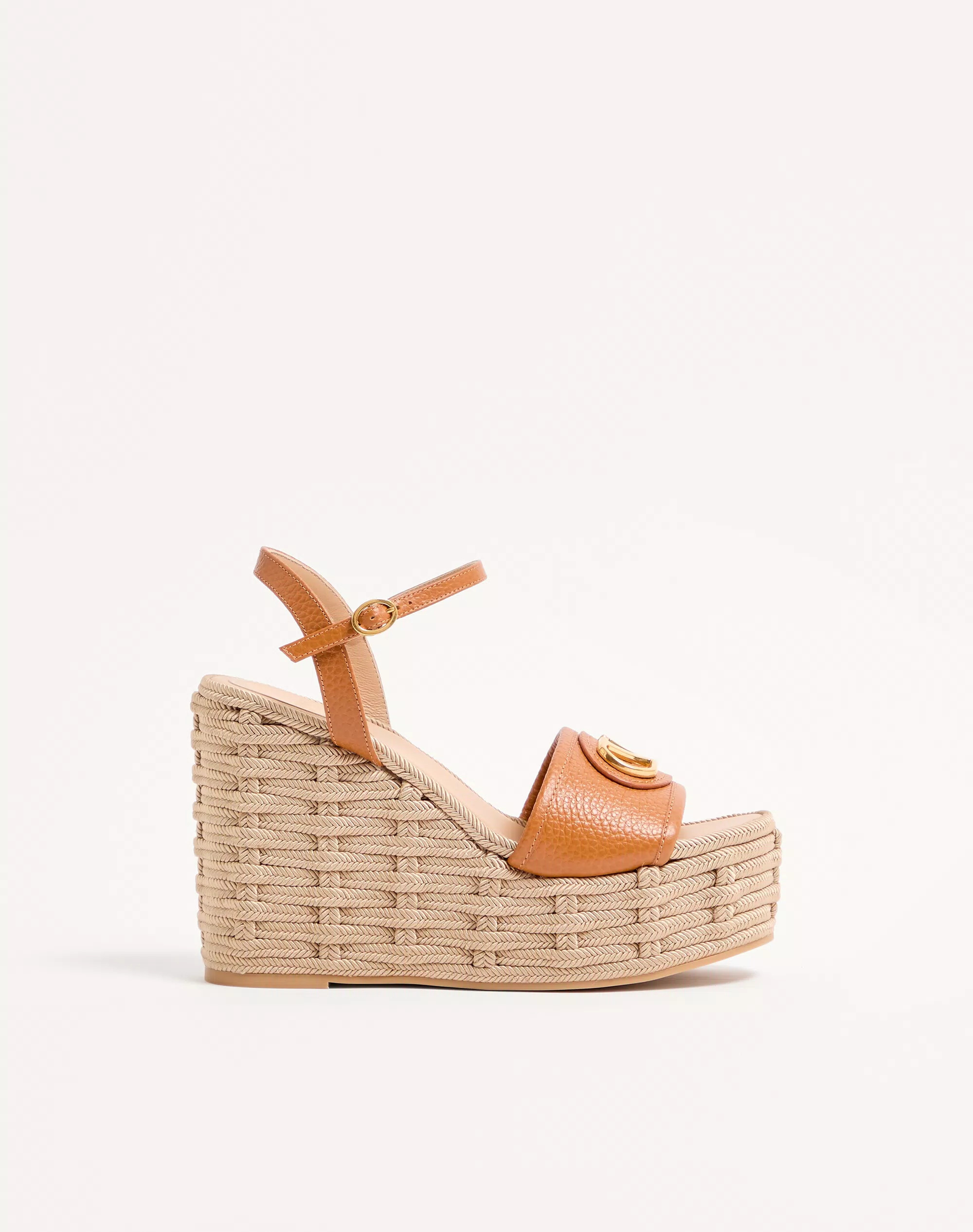 VLogo Signature Wedge Sandal In Grainy Calfskin 120Mm | Valentino