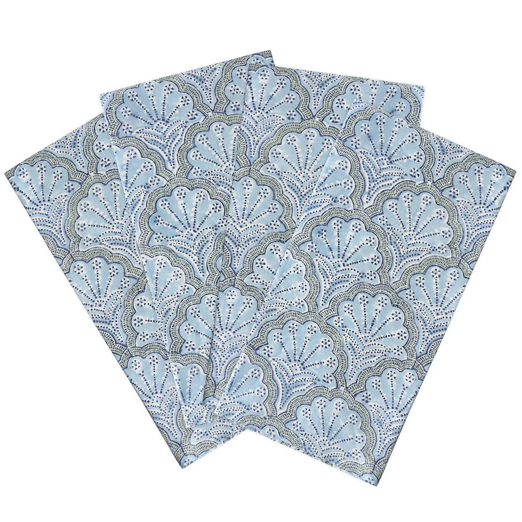Azure Scallops Napkins - Set of 8 | Coastal Kitchen & Dining | Coastal Bleu | Coastal Bleu
