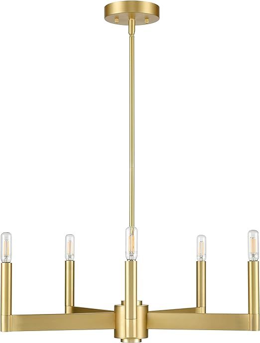 Trento Modern 5 Light Chandelier - Satin Brass w/Bulbs - Linea di Liara LL-CH424-3SB | Amazon (US)