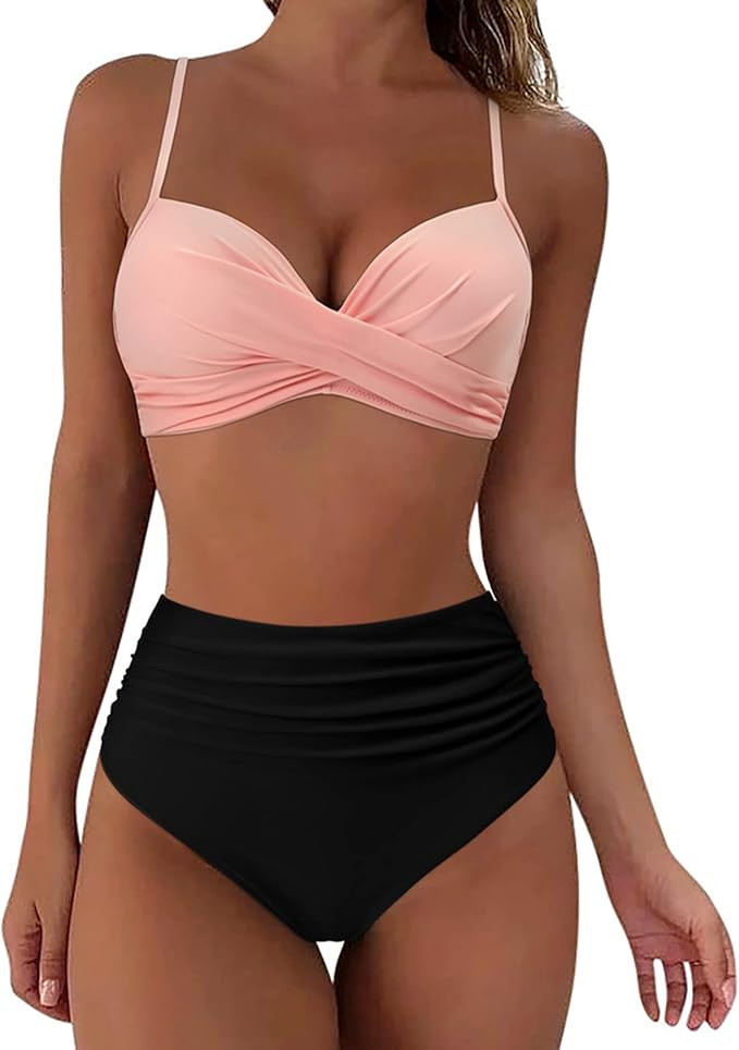 SUUKSESS Women Twist High Waisted Bikini Sexy Push Up Two Piece Swimsuits | Amazon (US)