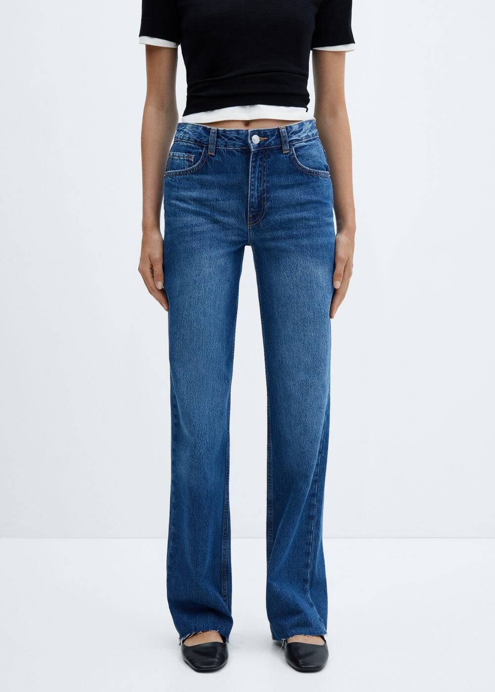 Wideleg mid-rise jeans | Mango Canada
