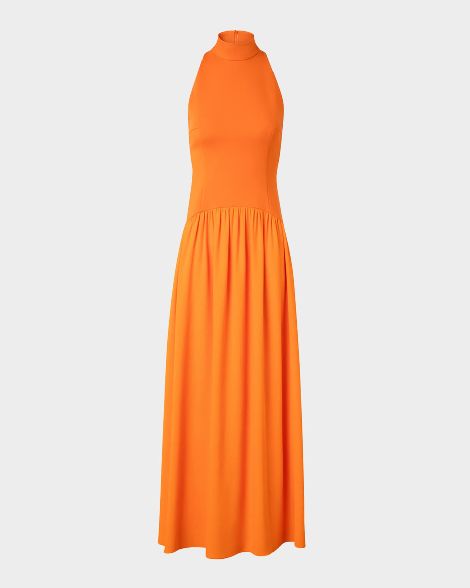 Mixed-Media Jersey Halter Seersucker Pleated Skirt Dress | Neiman Marcus