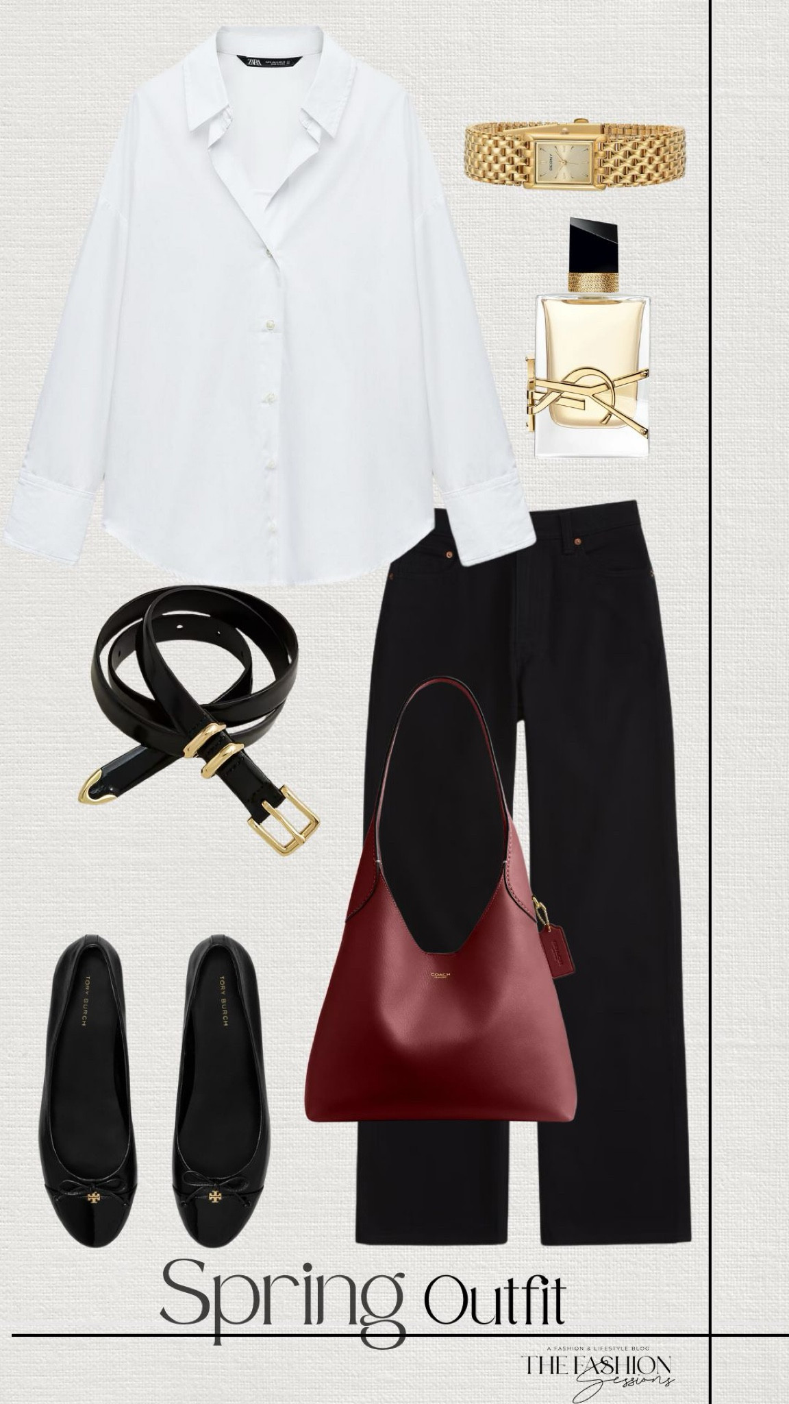 Spring Outfit | Oxford Button Down | Black Jeans | Ballet Flats | Red Bag | YSL Perfume |

#LTKSeasonal #LTKShoeCrush #LTKStyleTip
