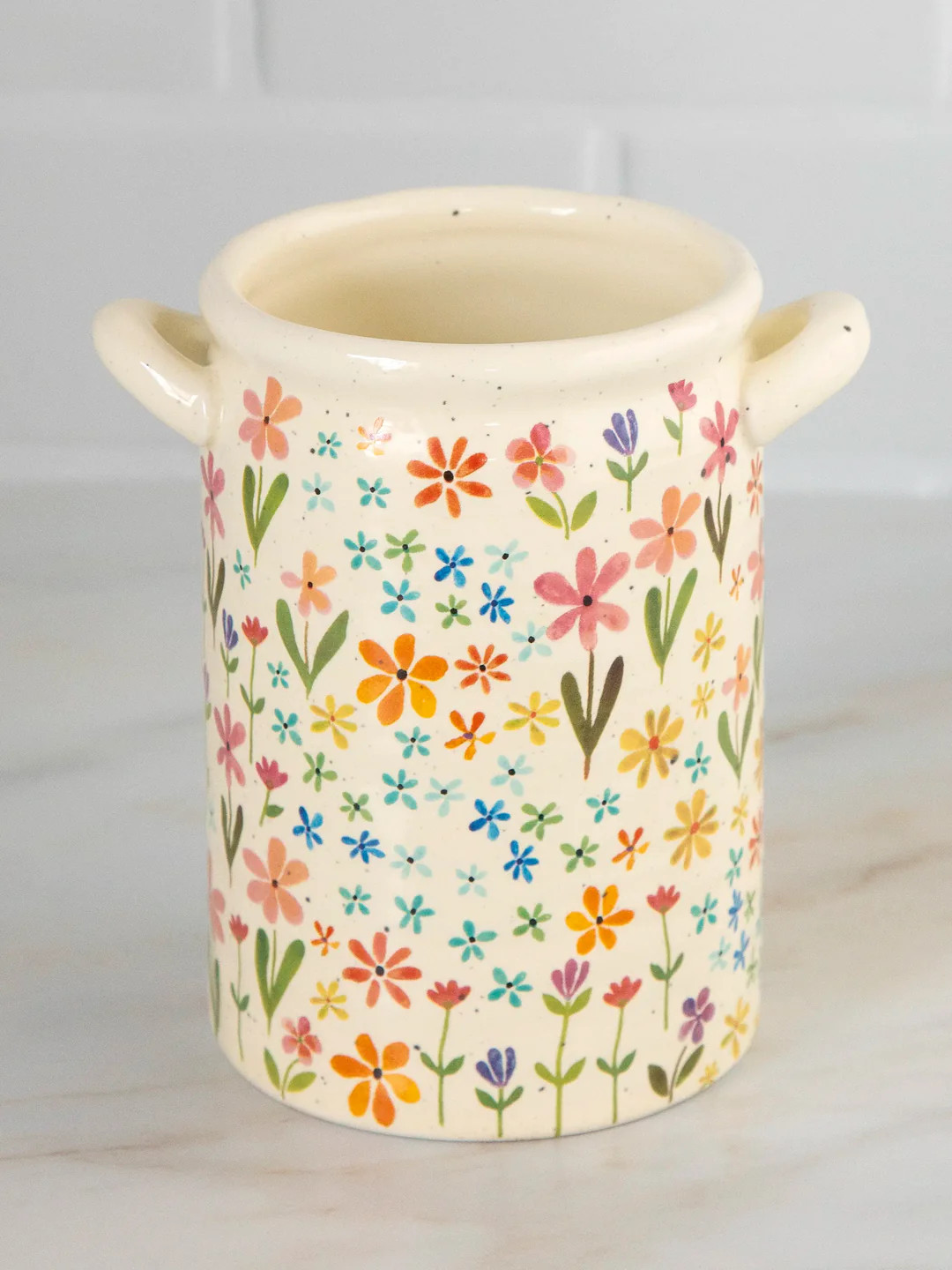 Utensil Crock - Daisies | Natural Life
