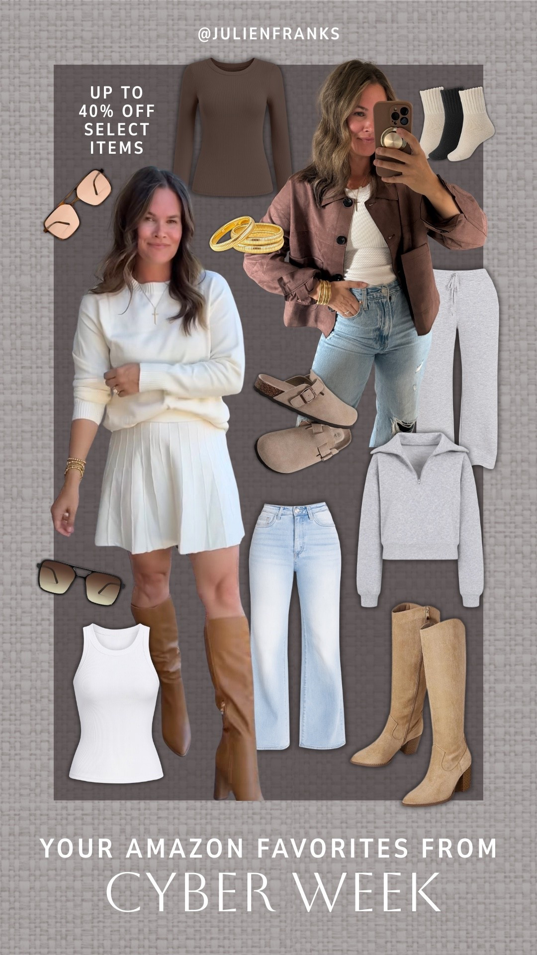 Your favorite Amazon finds from Cyber Week! ✨ These pieces have been in my outfit rotation all season, and I love them. You can still get up to 40% on select items, like these mule sandals that are perfect for everyday looks!

#amazonfinds #salealert #winteroutfit #amazonoutfit #fauxsuede #matchingset #athleisure #loungewear #denim

#LTKHoliday #LTKSaleAlert #LTKSeasonal