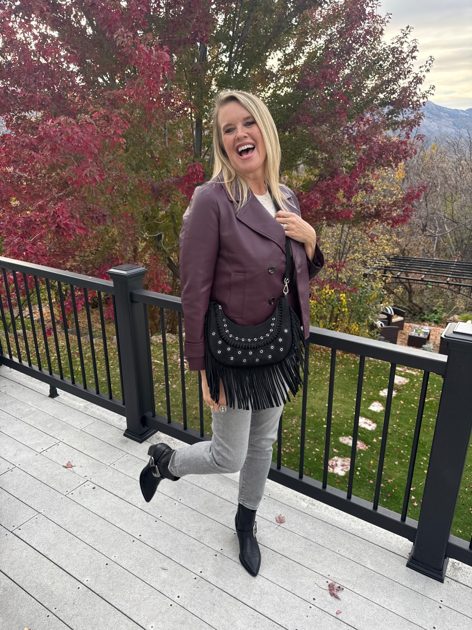 🚨Sale  $20 off $125 or $50 off $200

Chico’s for Fall and can take you from casual days to Thanksgiving dinner.

Cropped Burgundy leather trench coat tts in a Chicos 0 tts 

grey jeans girlfriend straight leg tts 

, paired with a cashmere ivory, grey speckled short sleeve sweaters tts 

Makes for a cute casual western outfit , when paired with 

cute black western booties tts and a suede fringe wearer bag 

#LTKStyleTip #LTKSaleAlert #LTKItBag