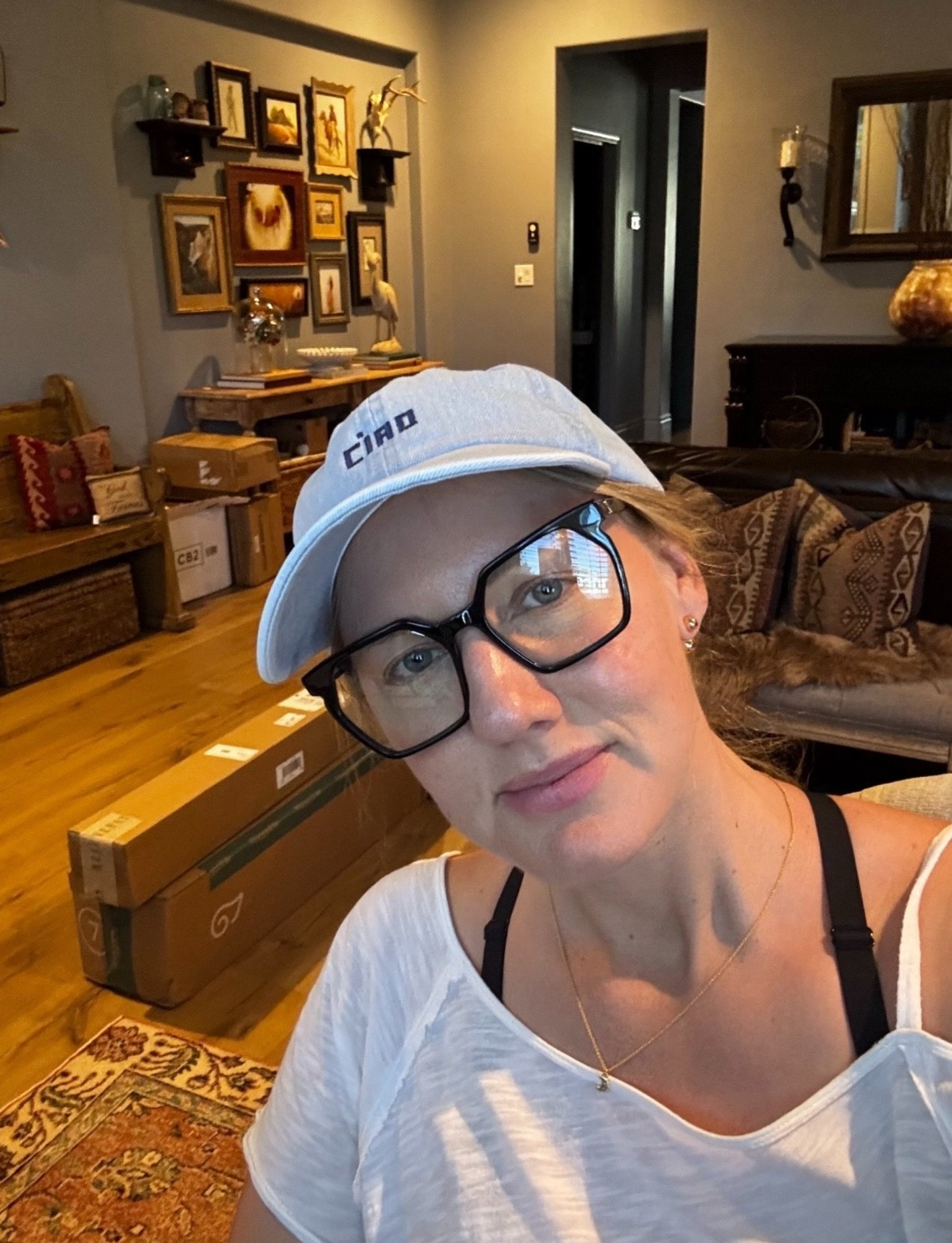 Casual Monday no makeup work from home kinda day.

This new Ciao baseball hat makes me so happy and reminds me of when I lived in Italy. Also, I lost my fake diamond earrings that I literally wore for 10 years. No joke! This new pair is giving… EPIC and I hope I cannot lose them for 10 years minimum.

viral earrings | trendy baseball hat | chambray baseball hat | casual outfit | designer glasses | prescription glasses | gold plated earrings | unique earrings

#LTKSaleAlert #LTKMidsize #LTKOver40
