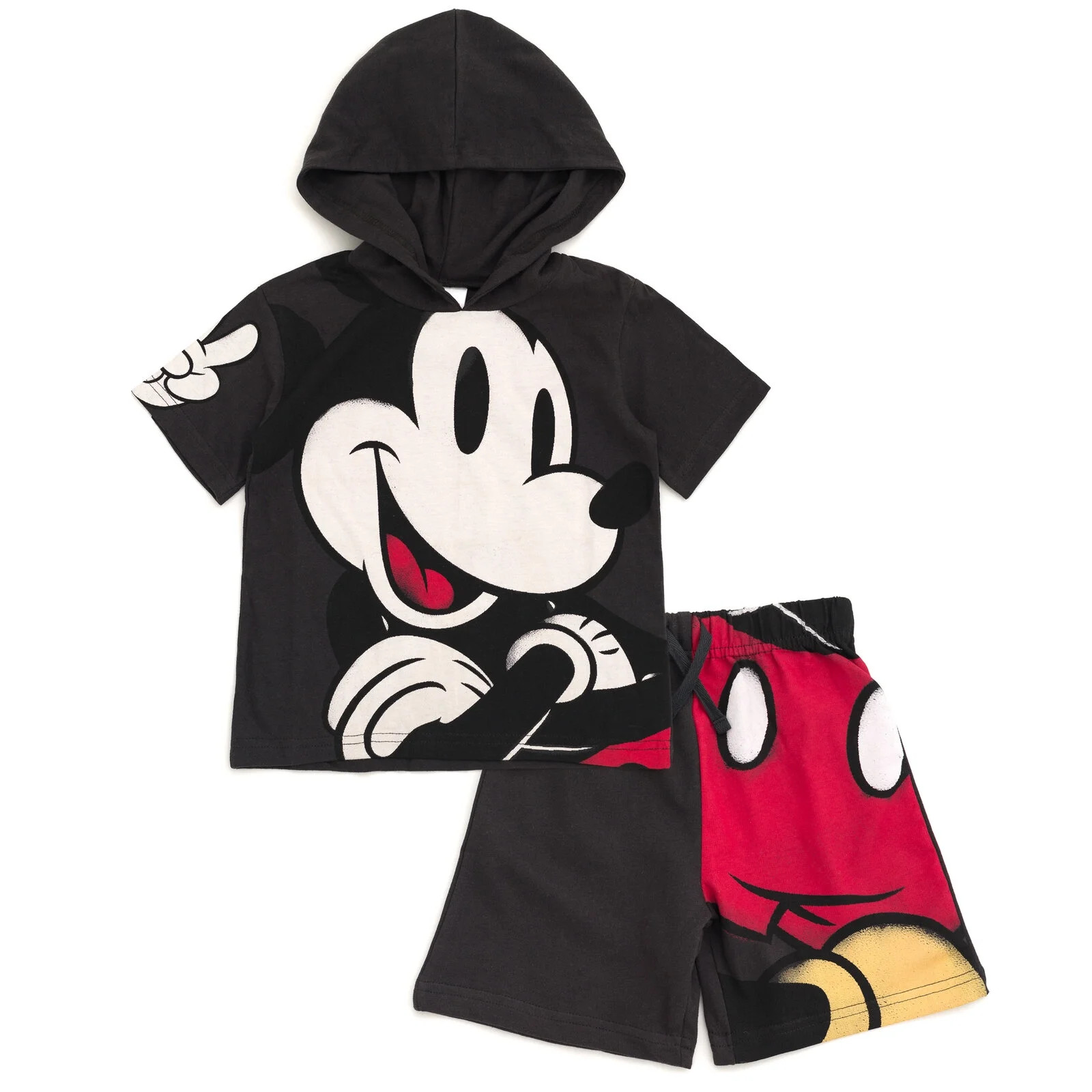 Disney Mickey Mouse Hooded T-Shirt and French Terry Shorts Outfit Set Toddler to Big Kid | Walmart (US)