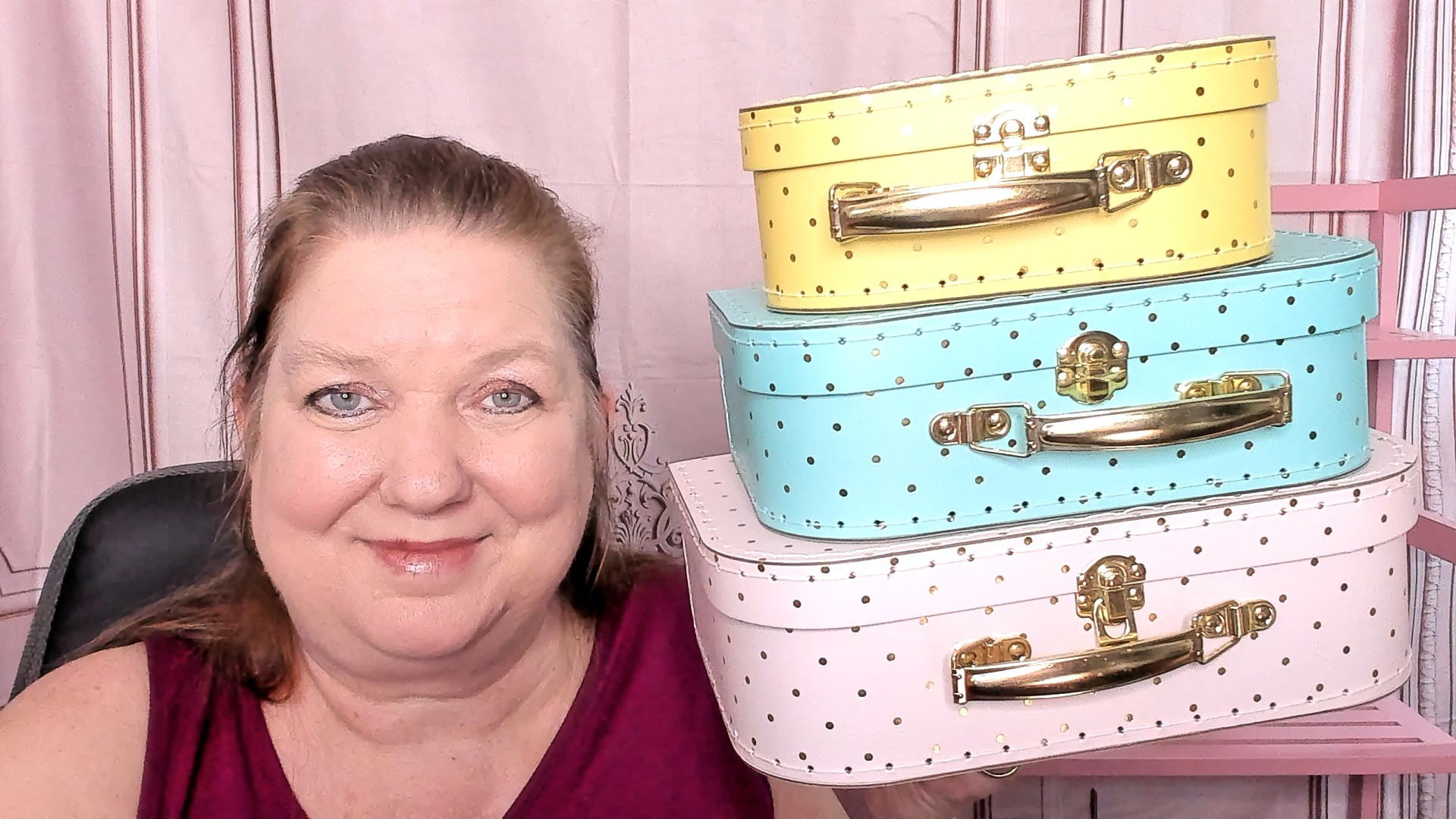 Jewelkeeper Nesting Paperboard Suitcases Set of 3 Pink Mint Yellow Retro Keepsakes Jewelry Trinkets  

 #LTKSpringSale #LTKHome