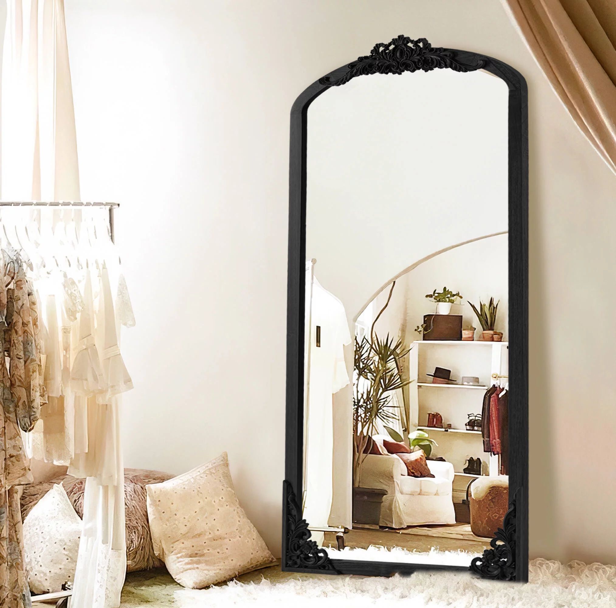 Neutypechic Wooden Arch Mirror Full Length Mirror Vintage Decorative Mirror for Living Room Bedro... | Walmart (US)