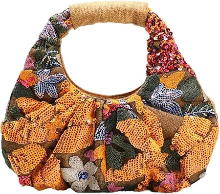 Verdusa Women's Sequin Floral Embroidery Evening Beaded Bags Magnet Top Handle Handbag Party Purs... | Amazon (US)