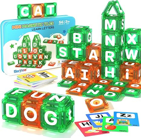 Magnetic Tiles Learn Letters Magnetic Building Blocks for Kids Ages 3-12 Double-Sided Uppercase &... | Amazon (US)