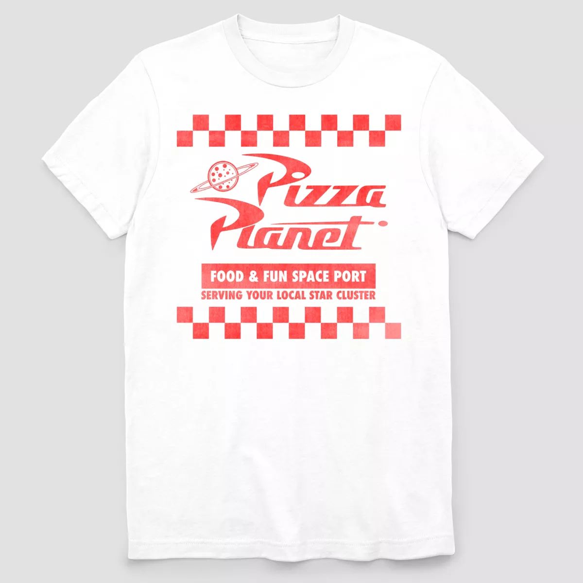 Men's Disney Toy Story Pizza Planet Short Sleeve Graphic T-Shirt - White | Target