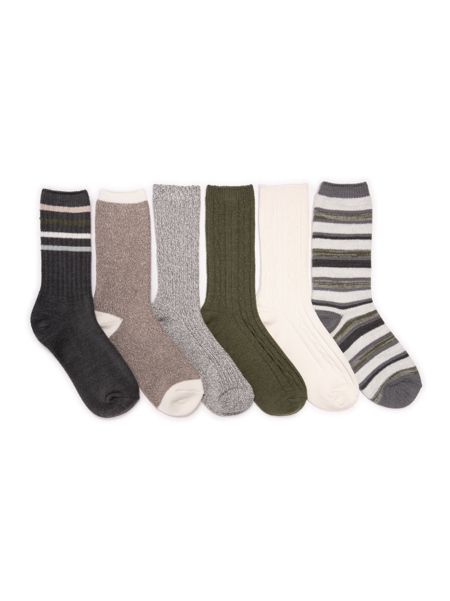 MUK LUKS Women's Fluffy Dream Crew Boot Socks, 6-Pack, OSFM | Walmart (US)