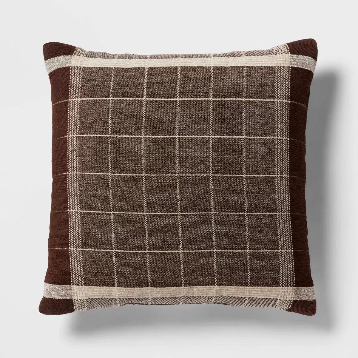 24"x24" Euro Traditional Woven Plaid Decorative Pillow Brown - Threshold™ | Target