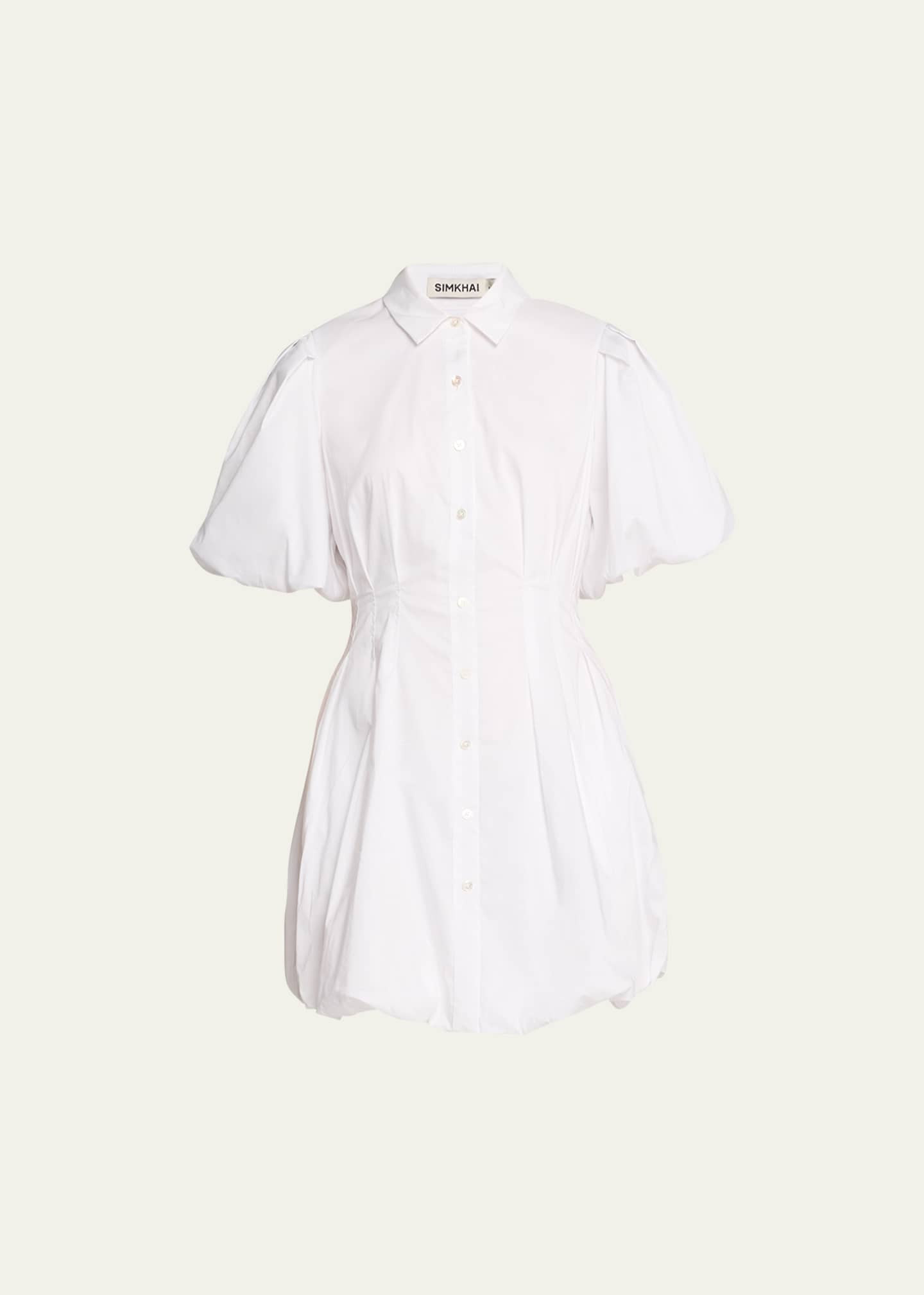 SIMKHAI Cleo Polin Balloon-Sleeve Pleated Mini Dress | Bergdorf Goodman