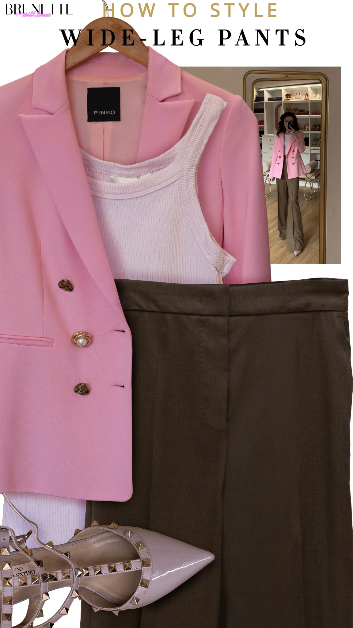 Business smart outfit, business chic outfit, pink blazer outfit, brown pants, brown trousers, max mara, pink tank top, Valentino rockstuds, summer work outfit, summer office outfit

#LTKSummerEdit #LTKWorkwear #LTKStyleTip